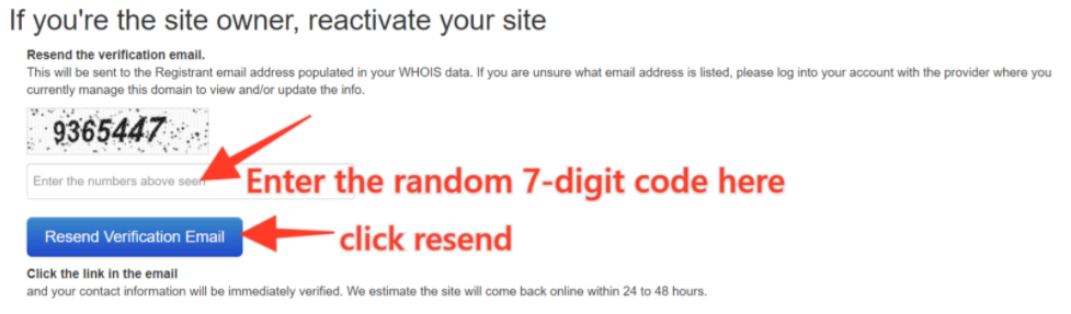 Captcha field and Resend Verification Email button