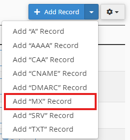 Add MX Record option