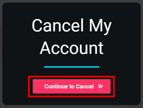 Continue to cancel button