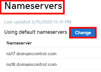 Nameservers section and Change button