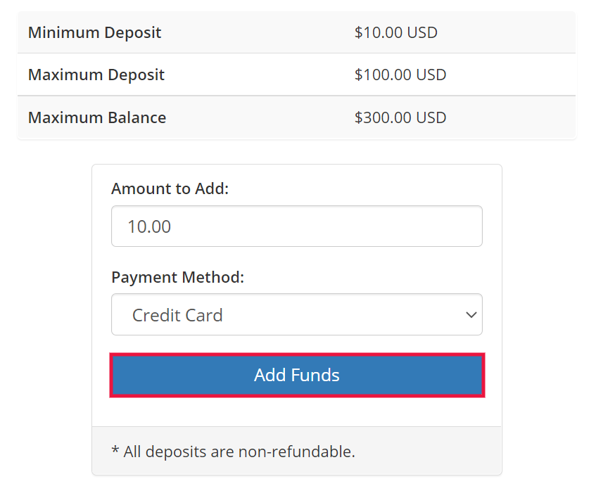 Add funds form